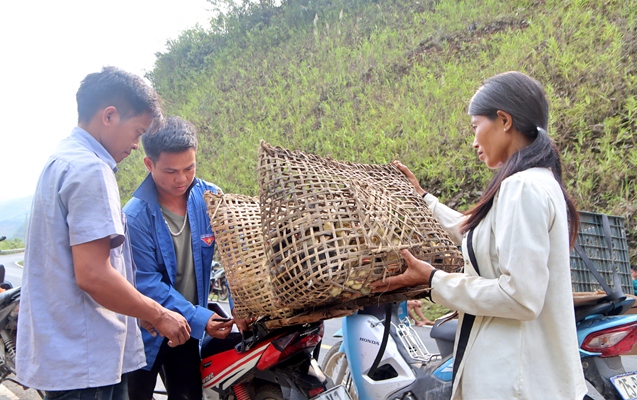 Bà con đồng bào dân tộc Mảng ở bản Nậm Nó 2 (xã Trung Chải, huyện Nậm Nhùn) nhận hỗ trợ giống vịt từ Dự án phát triển KTXH vùng các dân tộc Mảng, La Hủ, Cống, Cờ Lao.