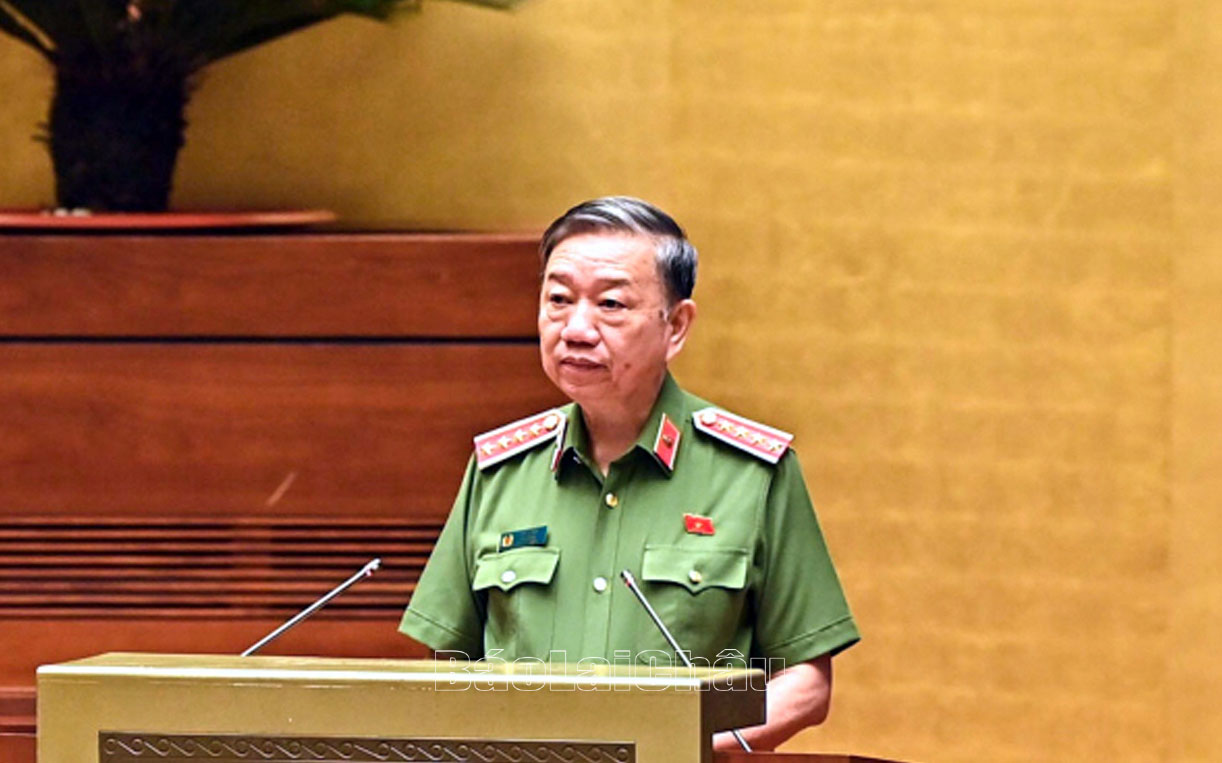 Đại tướng Tô Lâm - Bộ trưởng Bộ Công an phát biểu tại phiên chất vấn và trả lời chất vấn.