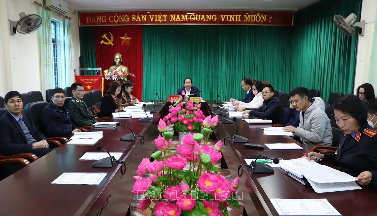 Quang cảnh Hội nghị tại điểm cầu tỉnh Lai Châu.