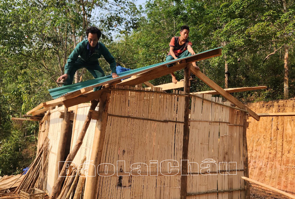 Tu sửa lán trại cho công nhân.