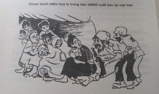 Tranh biếm họa in trong Báo Quân đội Nhân dân xuất bản tại mặt trận.