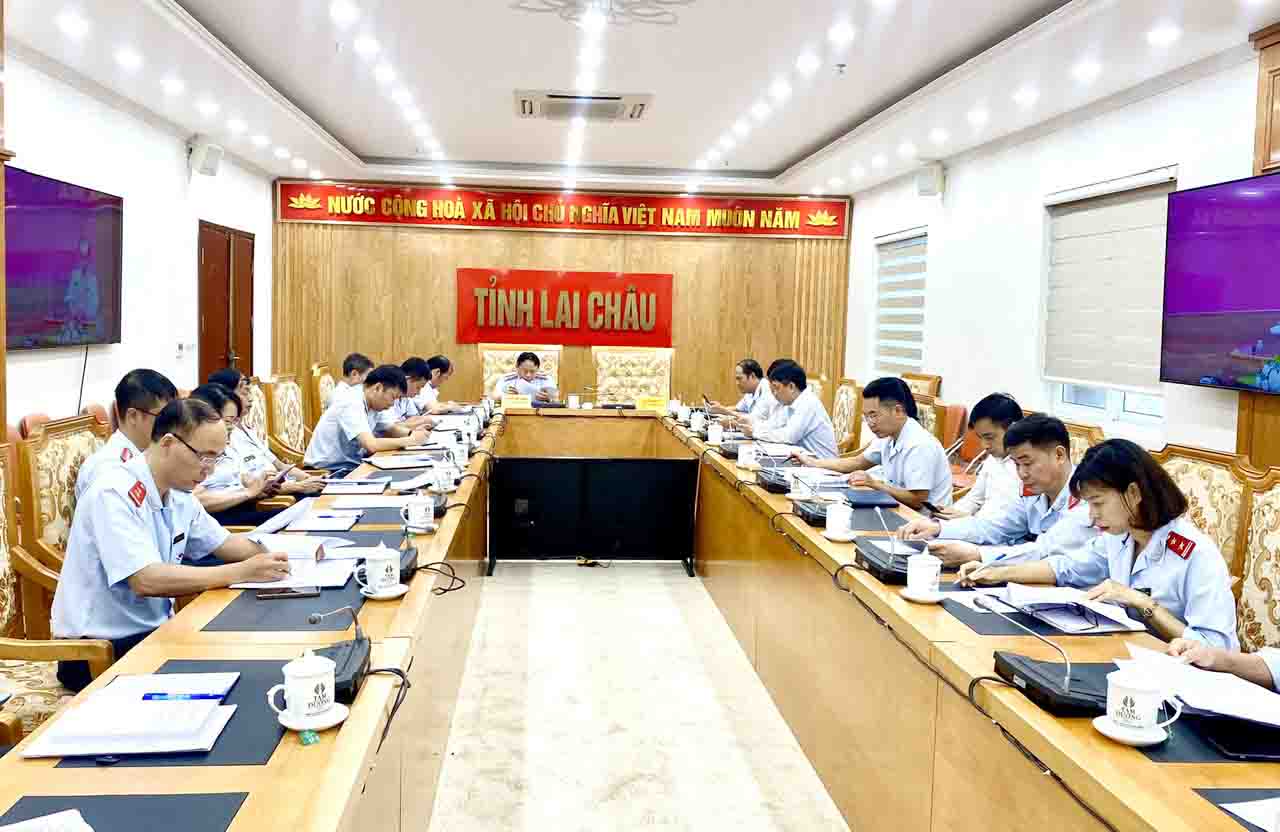 Quang cảnh hội nghị tại điểm cầu tỉnh ta.