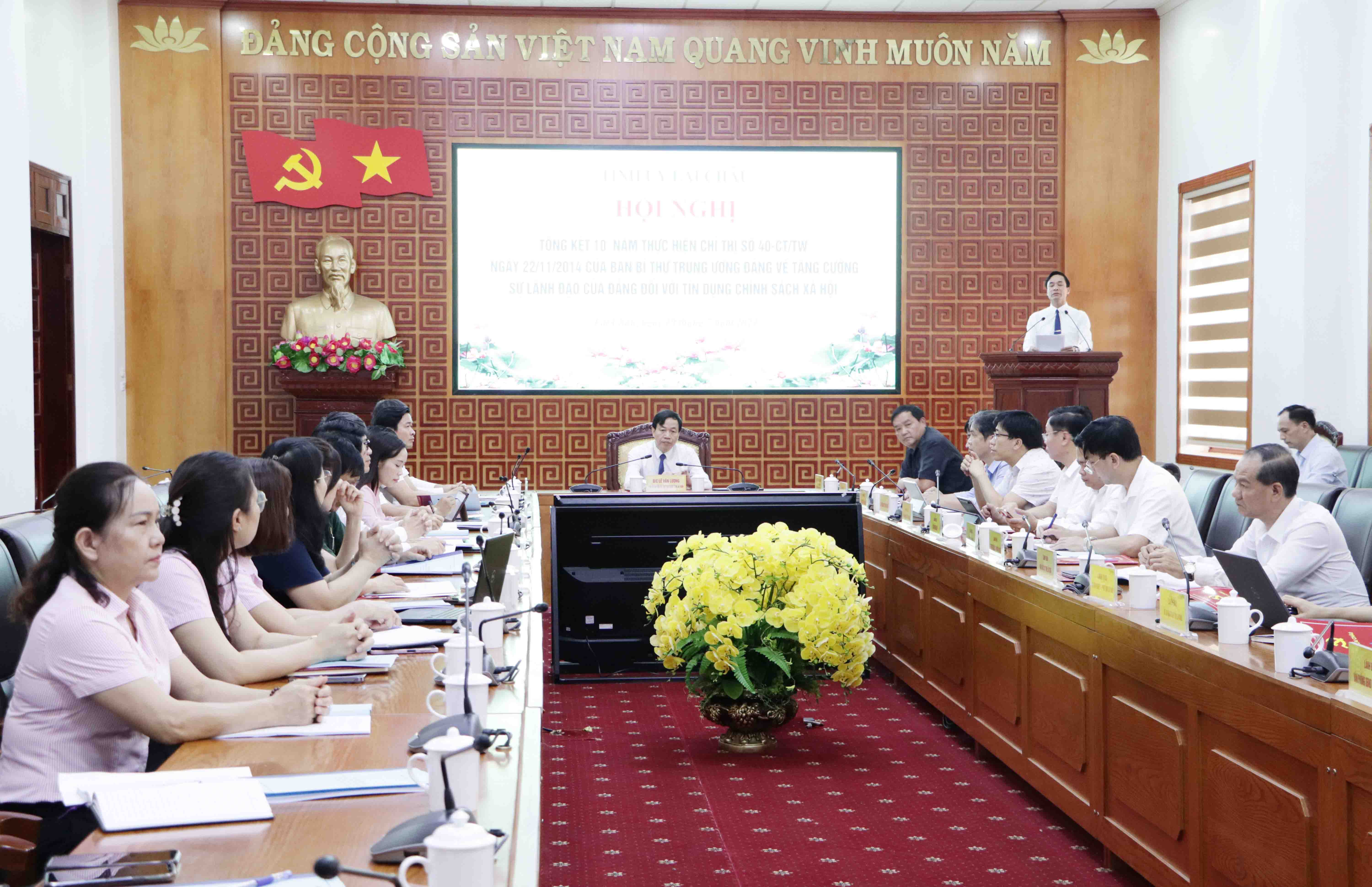 Quang cảnh hội nghị tại điểm cầu tỉnh.