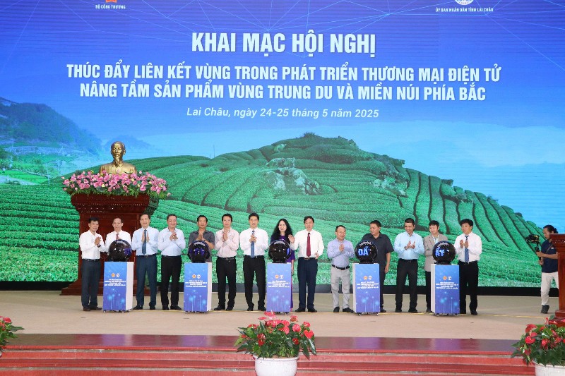 Khai mạc Hội nghị “Thúc đẩy liên kết vùng trong phát triển thương mại điện tử nâng tầm sản phẩm trung du và miền núi phía Bắc” năm 2025 tại tỉnh Lai Châu