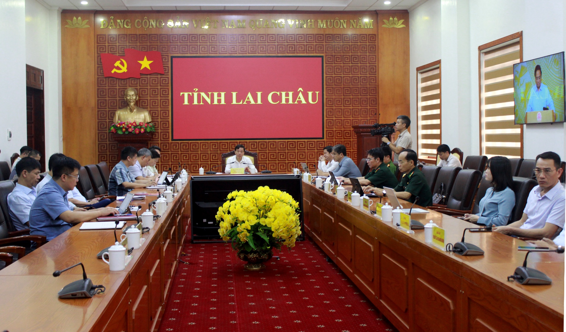 Quang cảnh tại điểm cầu tỉnh Lai Châu. 