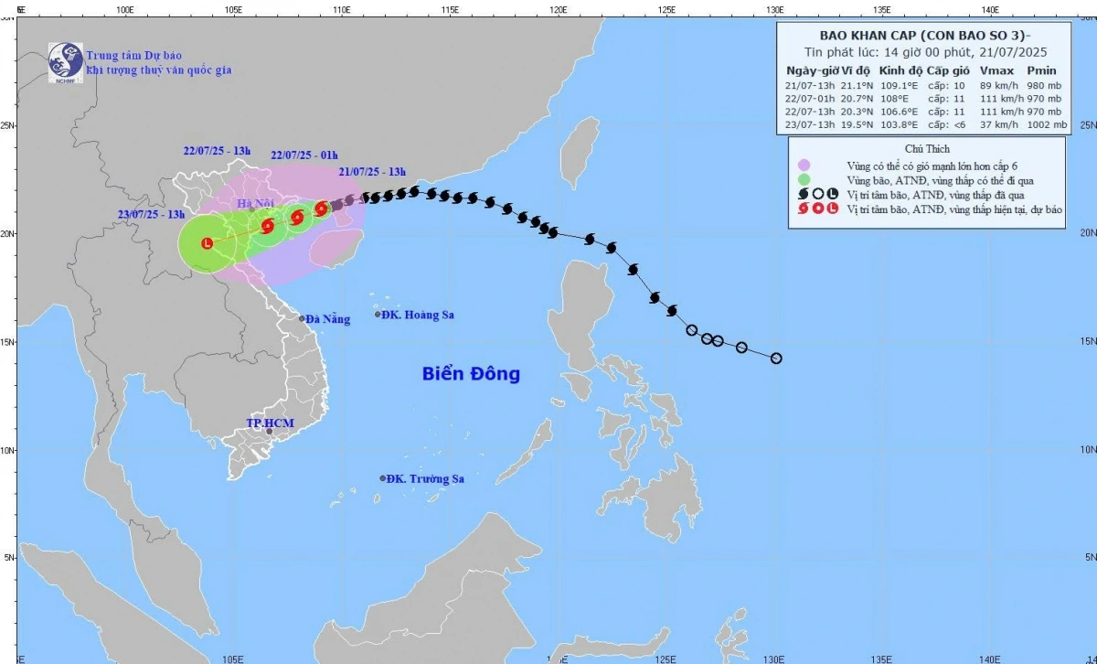 Bão số 3 giật cấp 12, cách Quảng Ninh 120km