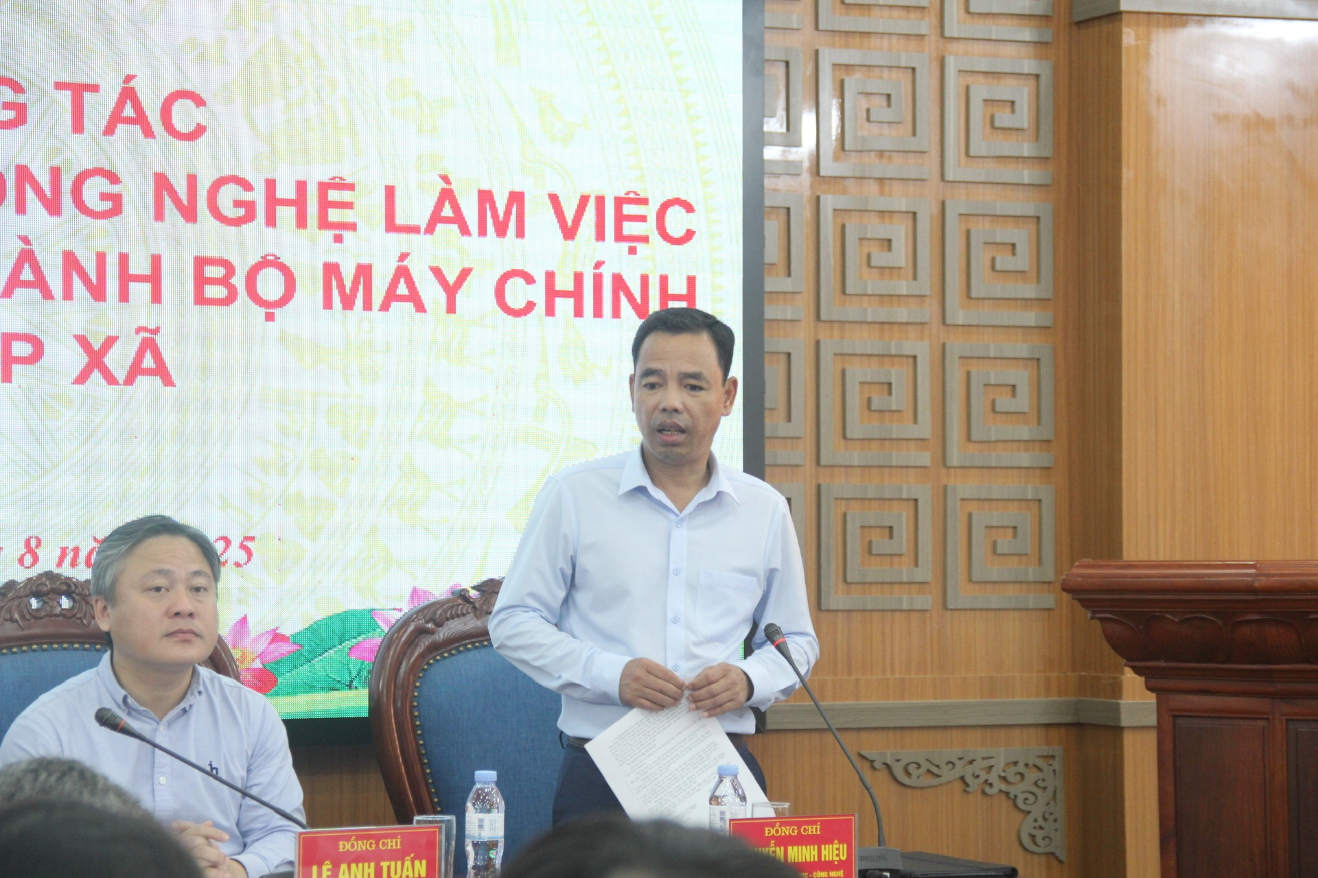 Đồng chí Nguyễn Minh Hiệu - Giám đốc Sở Khoa học và Công nghệ phát biểu tại buổi làm việc.