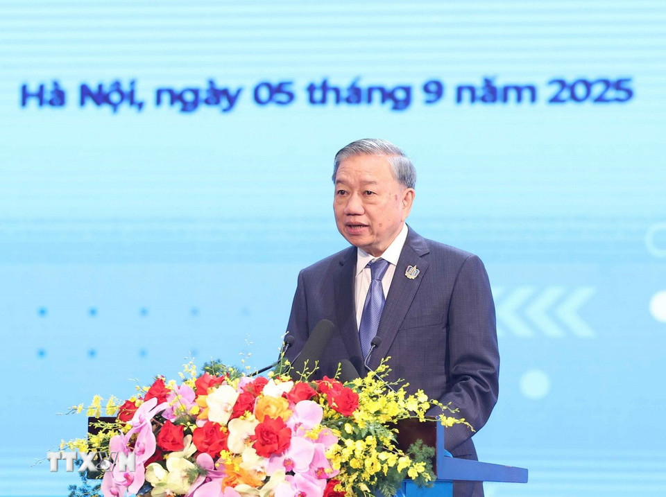 Tổng Bí thư Tô Lâm phát biểu chỉ đạo tại buổi lễ. 