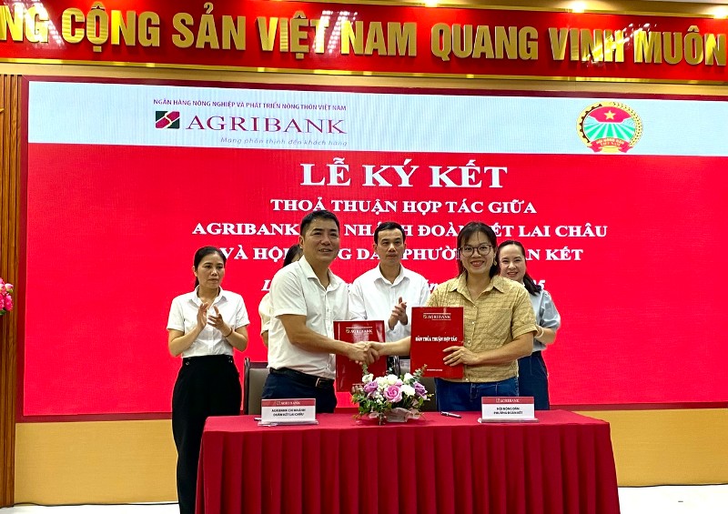 Ký kết thỏa thuận hợp tác giữa Agribank chi nhánh Đoàn Kết Lai Châu và Hội Nông dân phường Đoàn Kết