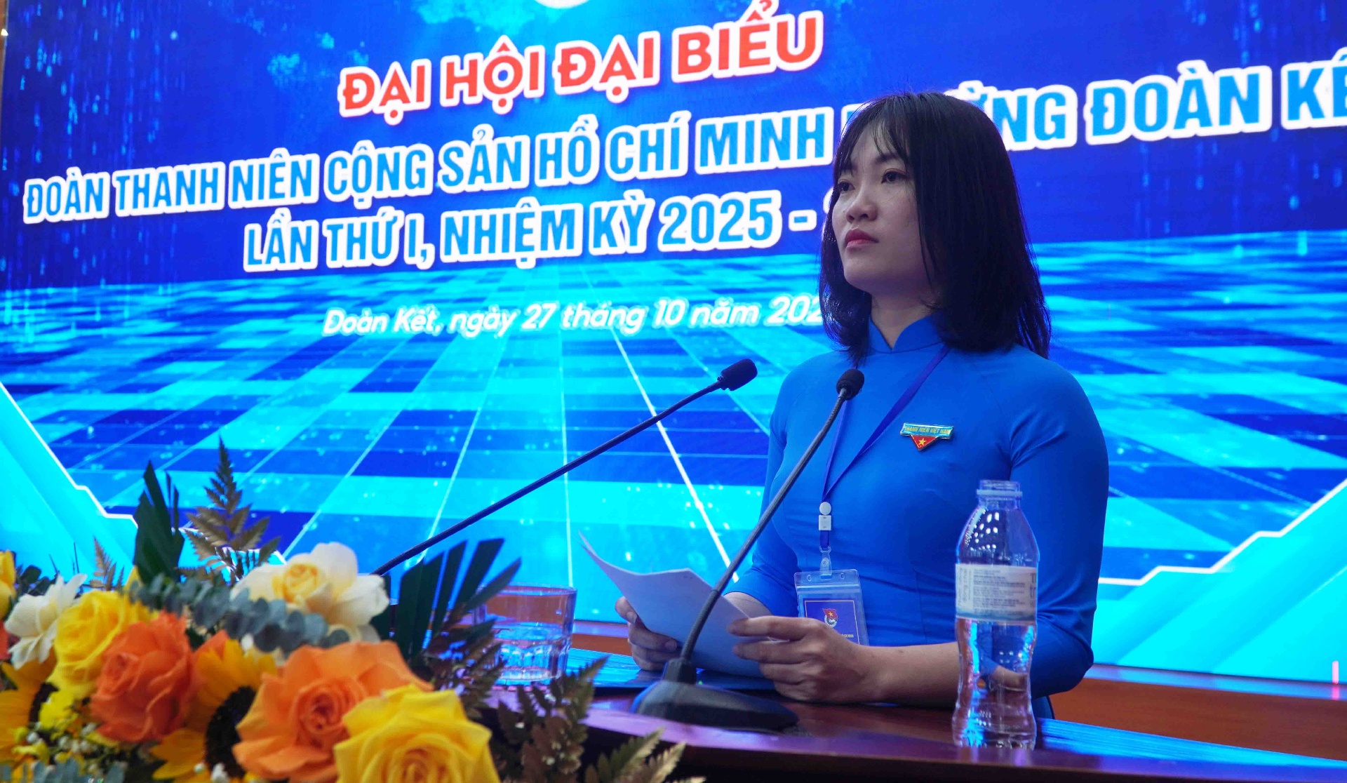 Đồng chí Bế Thị Bằng - Phó Bí thư Tỉnh đoàn phát biểu tại đại hội.