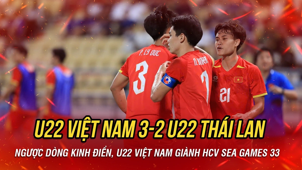 Kết quả chung kết SEA Games 33: U22 Việt Nam thắng U22 Thái Lan, giành HCV