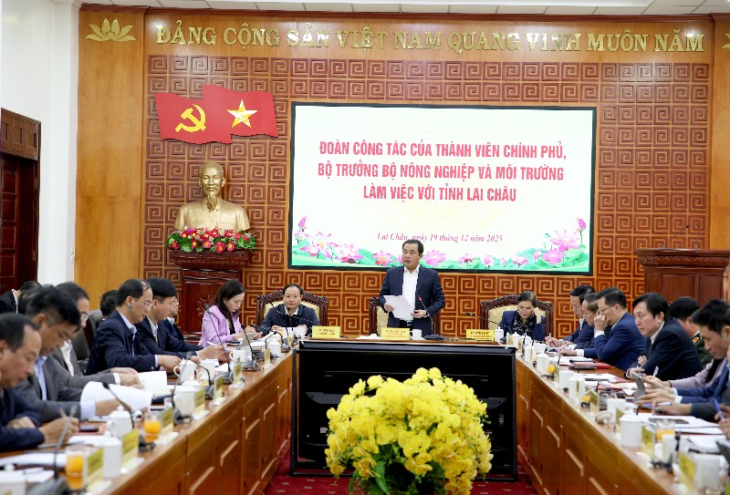 Đoàn công tác của thành viên Chính phủ, Bộ trưởng Bộ Nông nghiệp và Môi trường làm việc với tỉnh Lai Châu