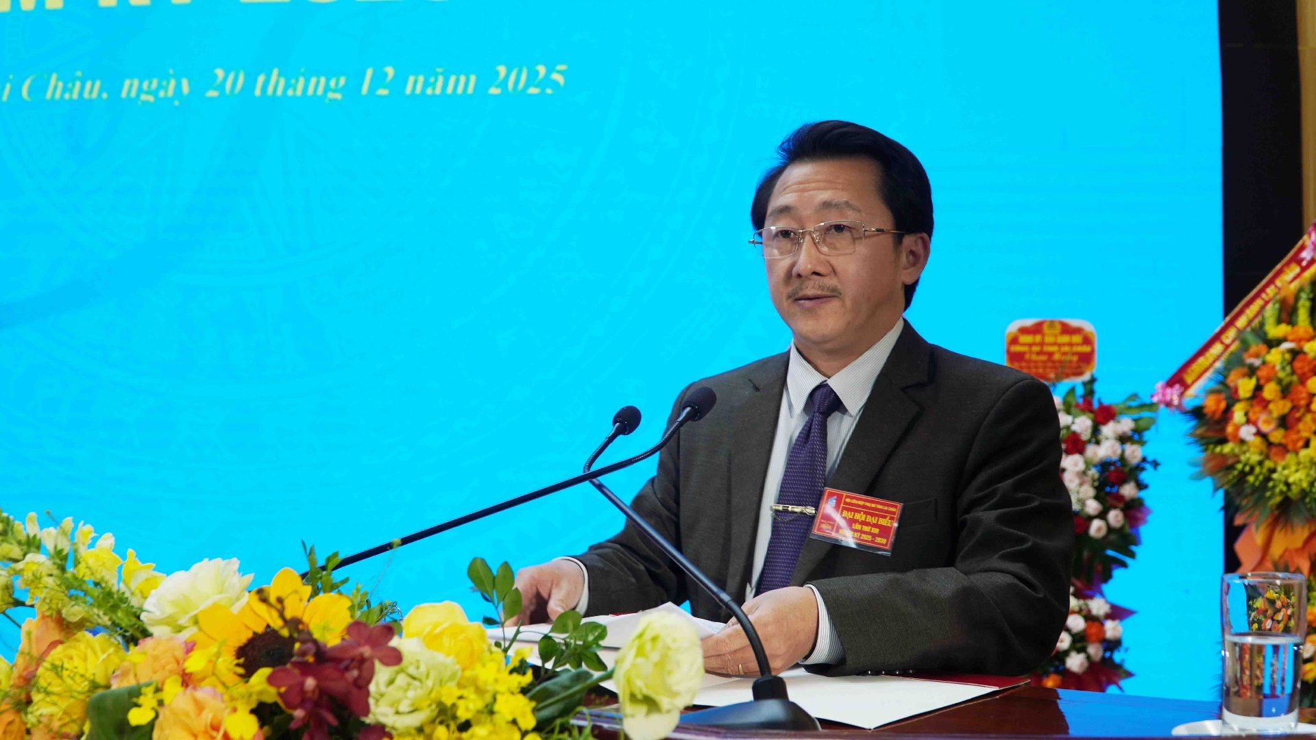 Đồng chí Sùng A Hồ - Phó Bí thư Thường trực Tỉnh ủy, Chủ tịch Uỷ ban Mặt trận Tổ quốc Việt Nam tỉnh phát biểu chỉ đạo đại hội.