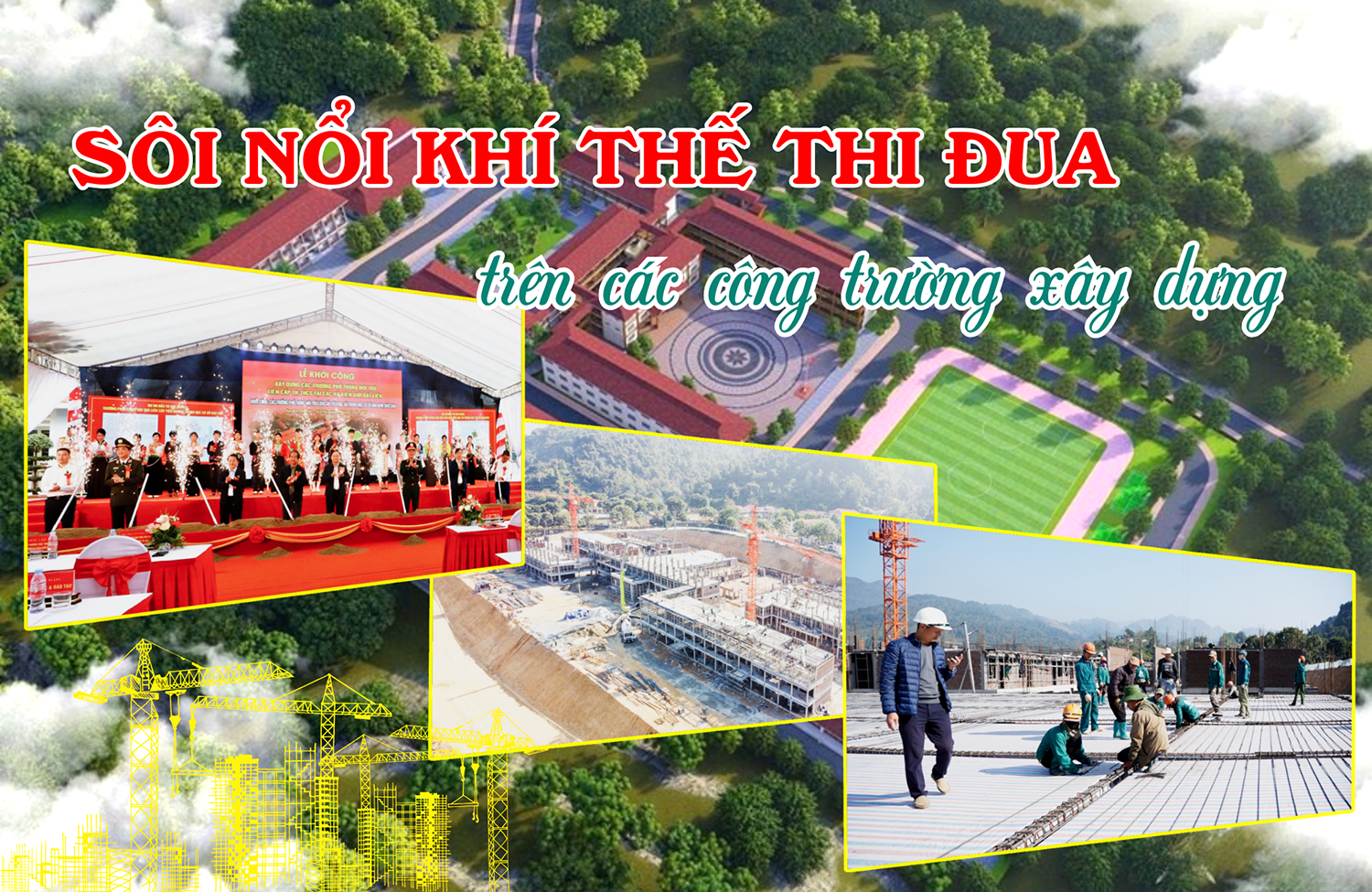 Sôi nổi khí thế thi đua trên các công trường xây dựng