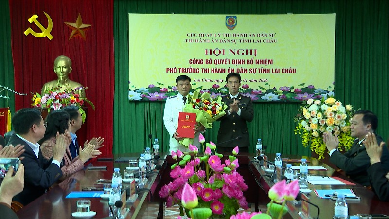 Công bố quyết định bổ nhiệm Phó trưởng Thi hành án dân sự tỉnh Lai Châu