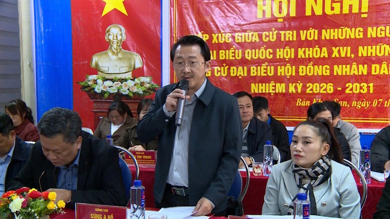  Hội nghị tiếp xúc cử tri với những người ứng cử đại biểu Quốc hội và đại biểu HĐND các cấp nhiệm kỳ 2026–2031 tại bản Khoa Sang