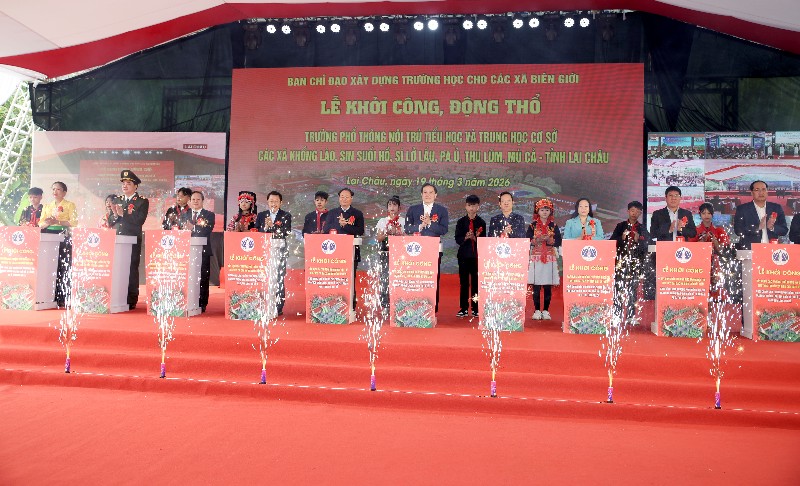 Lễ khởi công, động thổ đồng loạt các trường phổ thông nội trú liên cấp Tiểu học và THCS tại các xã biên giới đất liền năm 2026