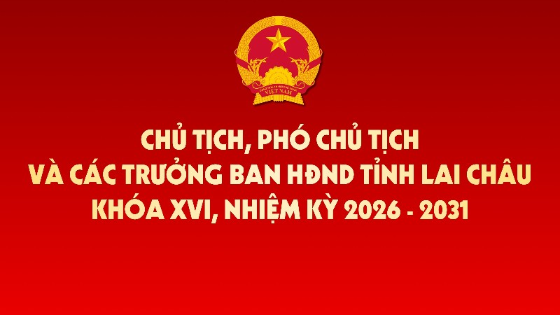 Chủ tịch, Phó Chủ tịch và các Trưởng ban HĐND tỉnh Lai Châu khóa XVI, nhiệm kỳ 2026–2031