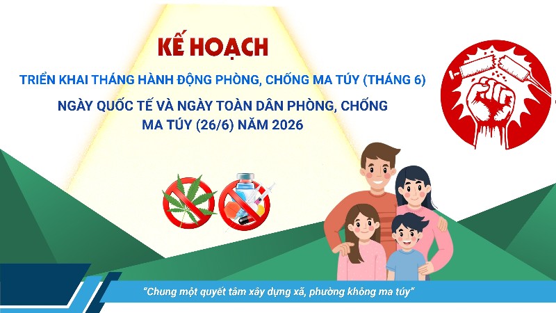 Kế hoạch triển khai Tháng hành động phòng, chống ma túy (tháng 6), Ngày Quốc tế và Ngày toàn dân phòng, chống ma túy (26/6) năm 2026