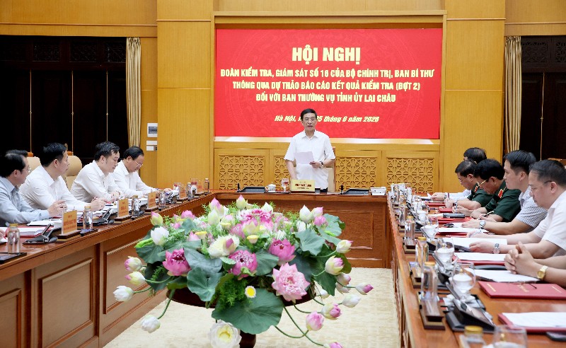Hội nghị thông qua dự thảo Báo cáo kết quả kiểm tra đợt 2 năm 2026 đối với Ban Thường vụ Tỉnh ủy Lai Châu
