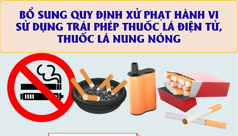 Bổ sung quy định xử phạt hành vi sử dụng trái phép thuốc lá điện tử, thuốc lá nung nóng