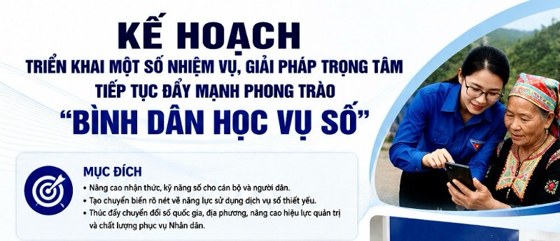 Kế hoạch triển khai một số nhiệm vụ, giải pháp trọng tâm tiếp tục đẩy mạnh Phong trào “Bình dân học vụ số”
