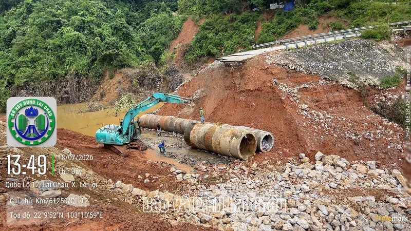 Quốc lộ 12 nối Lai Châu - Điện Biên dự kiến thông xe vào cuối giờ chiều 18/7