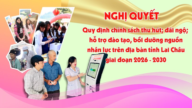 Nghị quyết Quy định chính sách thu hút; đãi ngộ; hỗ trợ đào tạo, bồi dưỡng nguồn nhân lực trên địa bàn tỉnh Lai Châu giai đoạn 2026 - 2030