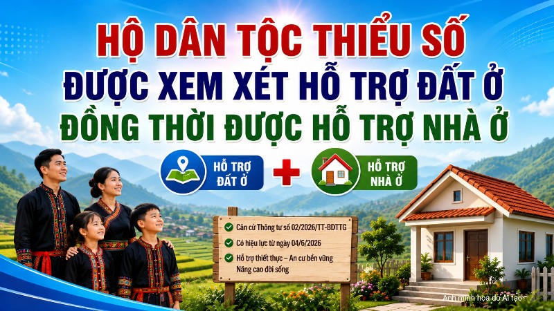 Hộ dân tộc thiểu số được xem xét hỗ trợ đất ở đồng thời được hỗ trợ nhà ở