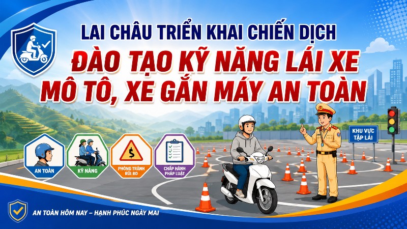 Lai Châu triển khai "Chiến dịch đào tạo kỹ năng lái xe mô tô, xe gắn máy an toàn"