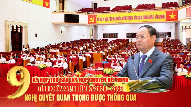 Kỳ họp thứ sáu (Kỳ họp chuyên đề) HĐND tỉnh khóa XVI, nhiệm kỳ 2026 – 2031 thông qua 9 nghị quyết quan trọng