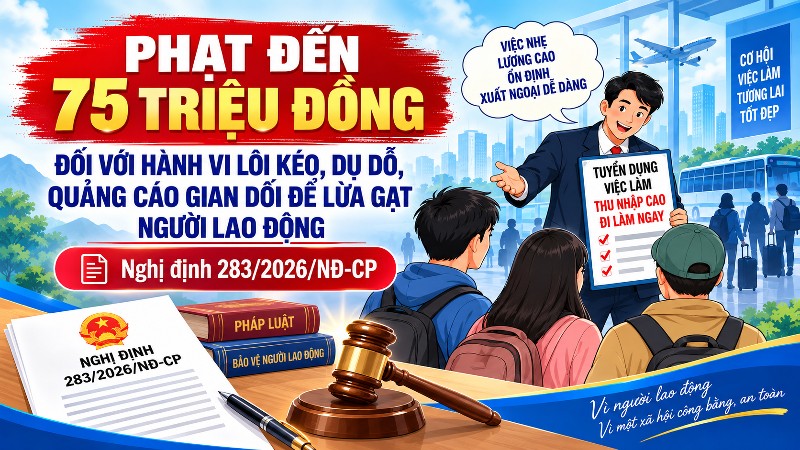 Phạt đến 75 triệu đồng đối với hành vi lôi kéo, dụ dỗ, quảng cáo gian dối để lừa gạt người lao động