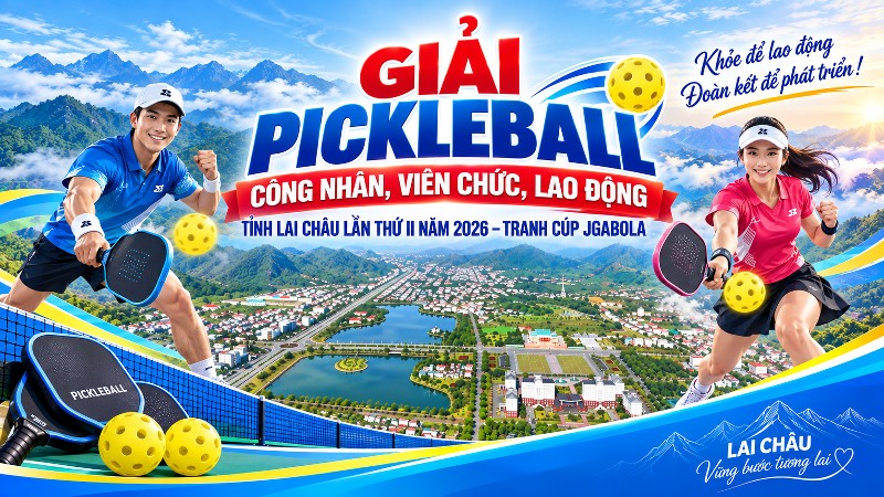Giải pickleball công nhân, viên chức, lao động tỉnh Lai Châu lần thứ II năm 2026 – tranh Cúp Jgabola