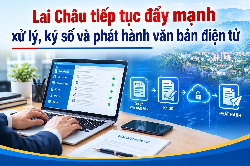 Lai Châu tiếp tục đẩy mạnh xử lý, ký số và phát hành văn bản điện tử