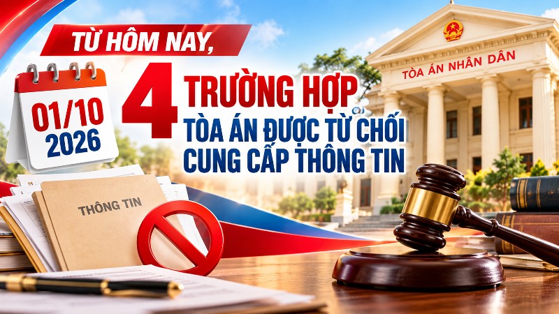 Từ hôm nay, 01/10/2026, 4 trường hợp tòa án được từ chối cung cấp thông tin
