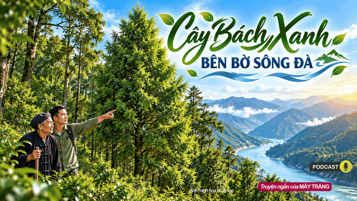 Cây bách xanh bên bờ sông Đà