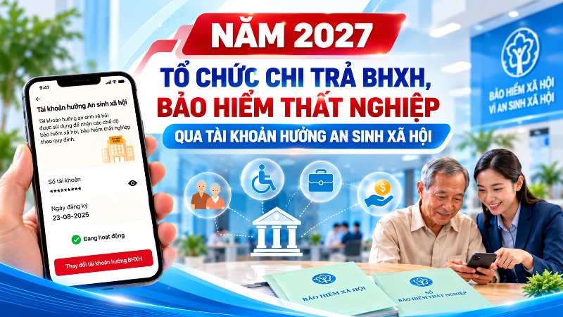 Năm 2027, tổ chức chi trả BHXH, bảo hiểm thất nghiệp qua Tài khoản hưởng an sinh xã hội