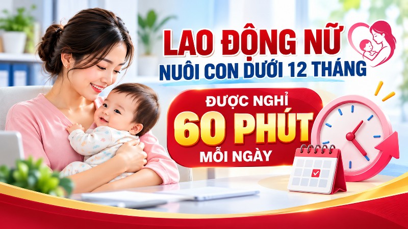 Lao động nữ nuôi con dưới 12 tháng được nghỉ 60 phút mỗi ngày
