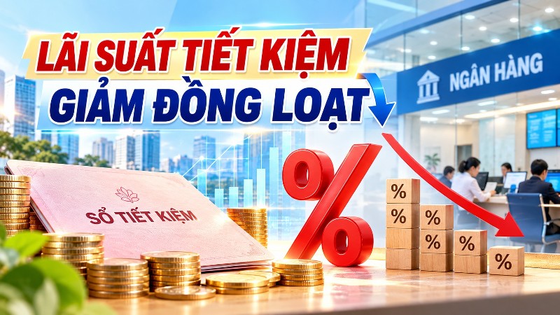 Lãi suất tiết kiệm giảm đồng loạt