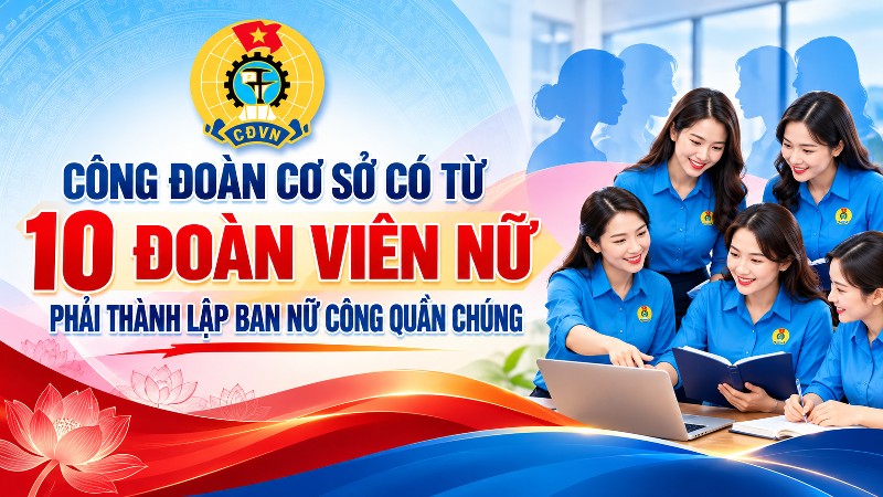 Công đoàn cơ sở có từ 10 đoàn viên nữ phải thành lập ban nữ công quần chúng