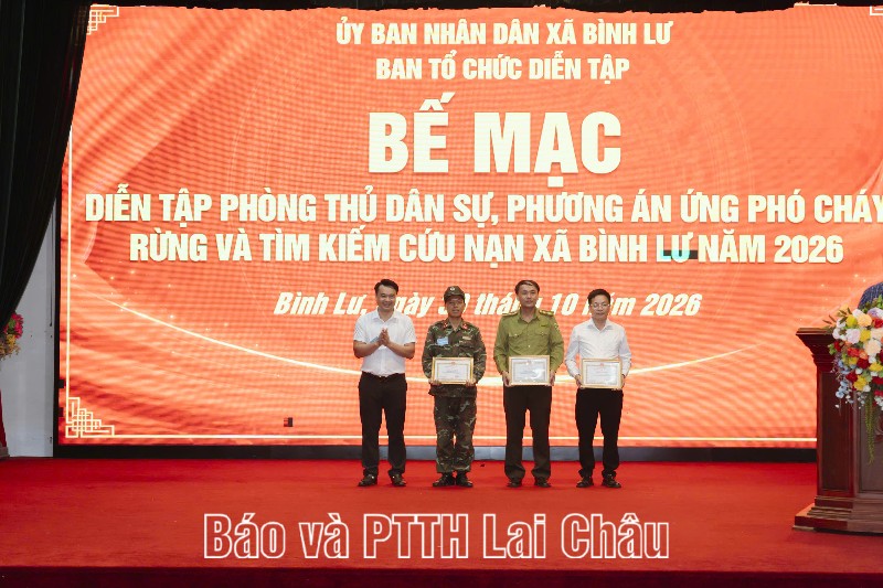 Bình Lư diễn tập phòng thủ dân sự, ứng phó cháy rừng và tìm kiếm cứu nạn năm 2026